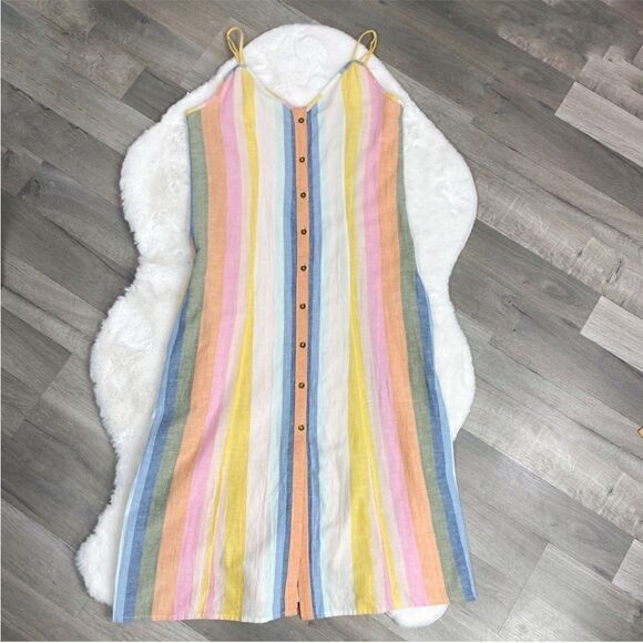 Billabong Lucky Us Striped Sleeveless Midi Dress Pastel Multi Large - Picture 9 of 16